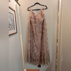 NWT Arula Floral Embroidered Pink Maxi Dress Size A (1X)